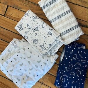 Baby Swaddle Blanket Set in Blue and White new never use